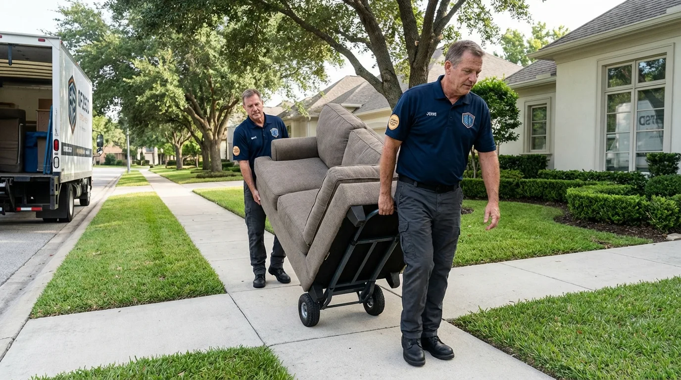 Local residential moving crew loading furniture in Mescalero, NM